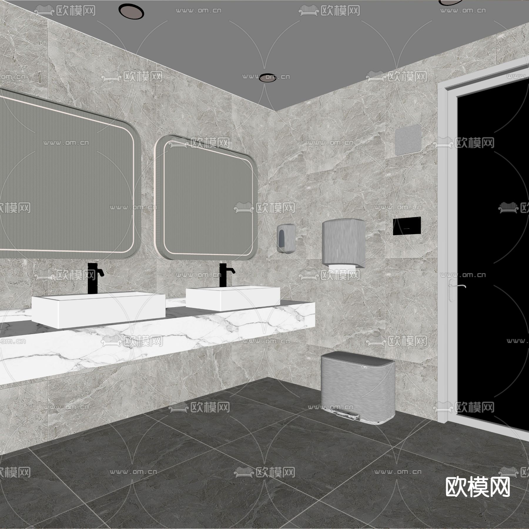 现代洗手间su模型