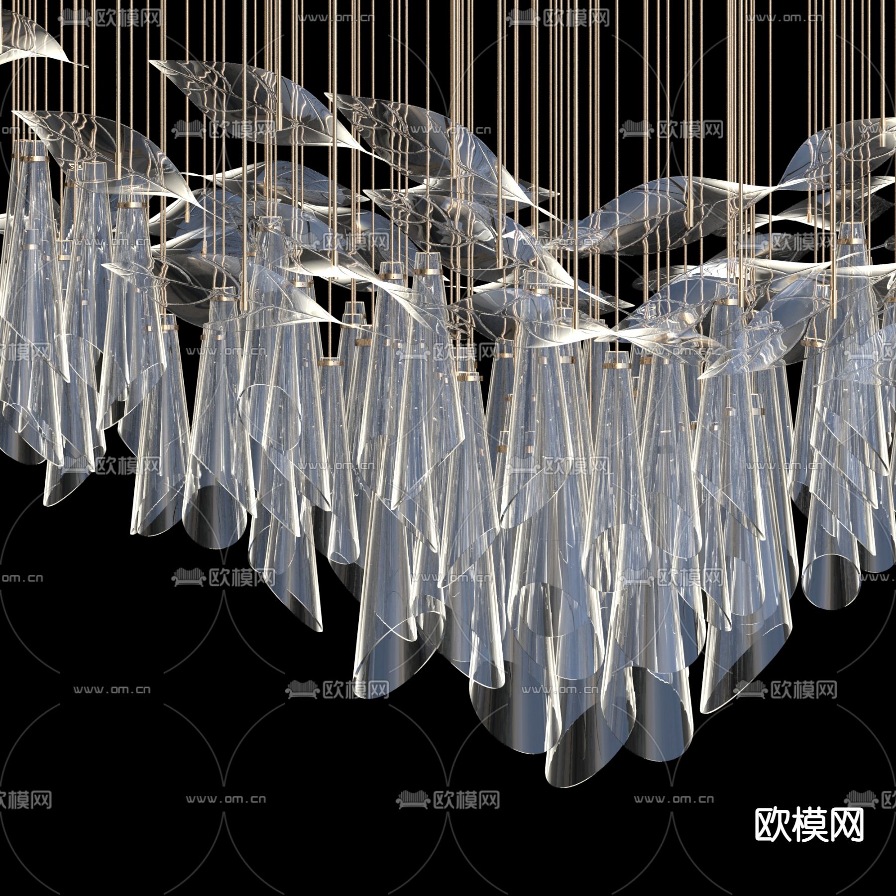 现代玻璃吊灯3d模型