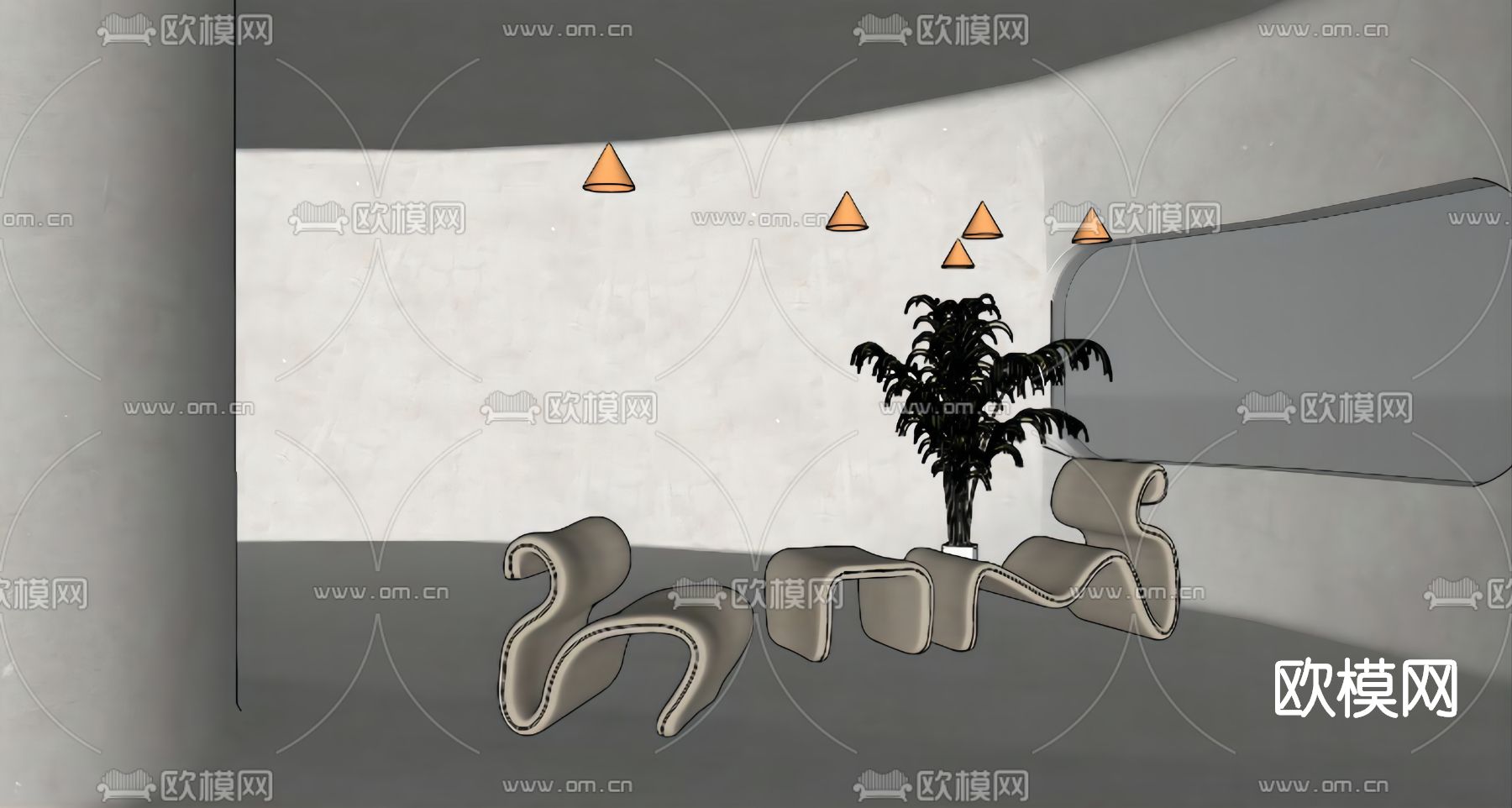 北欧创意休闲椅su模型