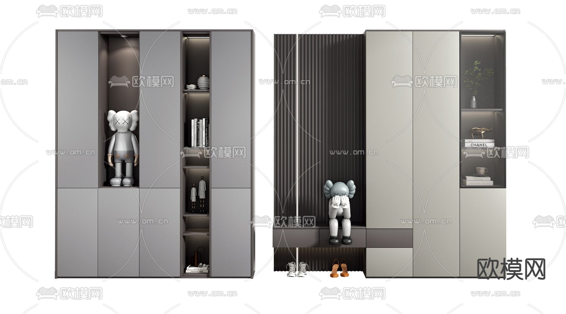 现代轻奢鞋柜su模型下载（渲染图1）