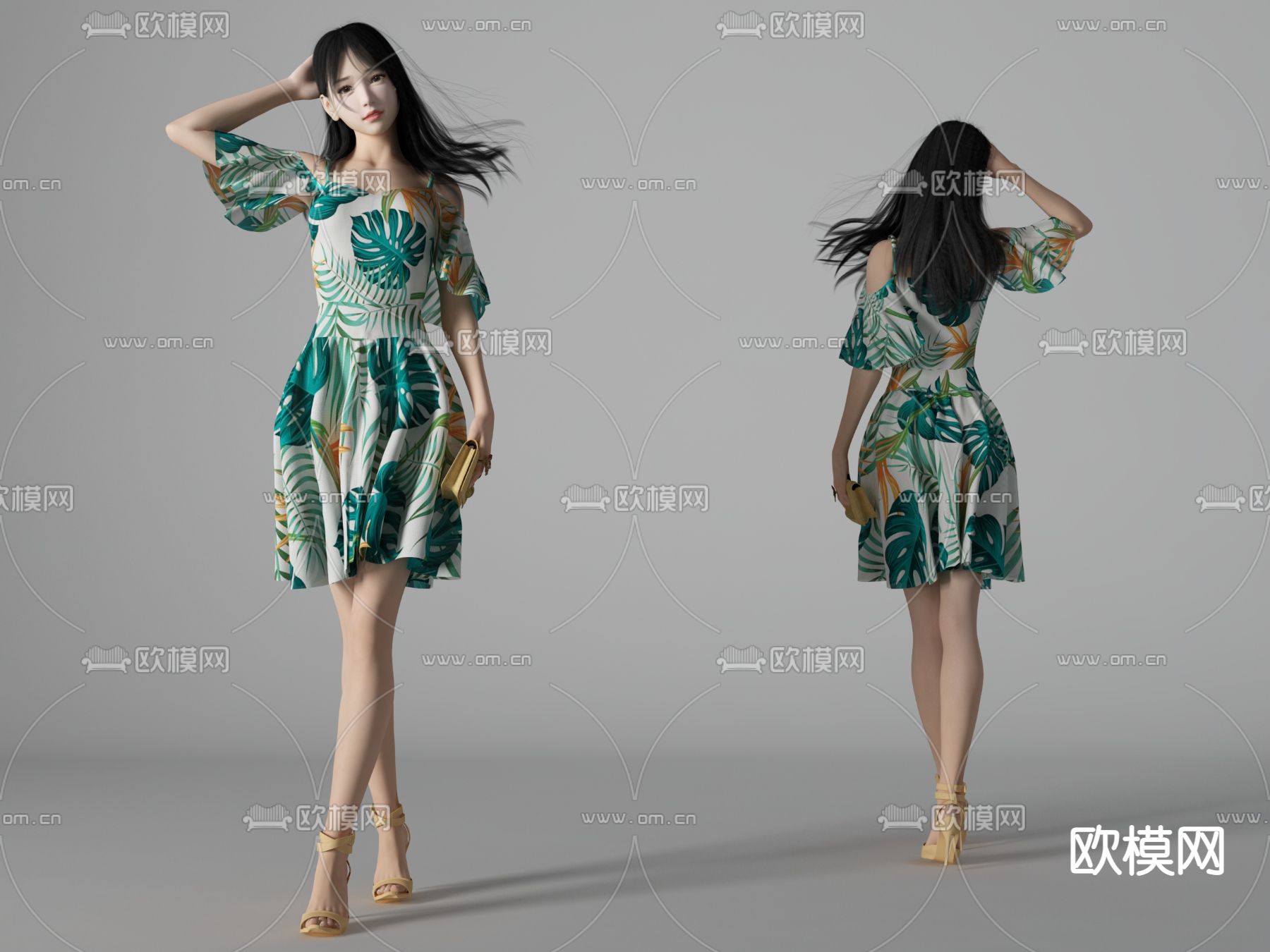 现代美女su模型