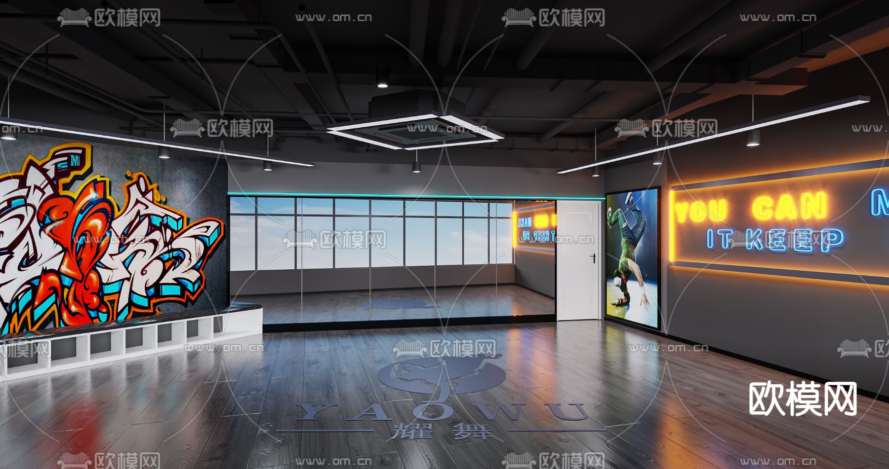 工业风舞蹈教室3d模型下载