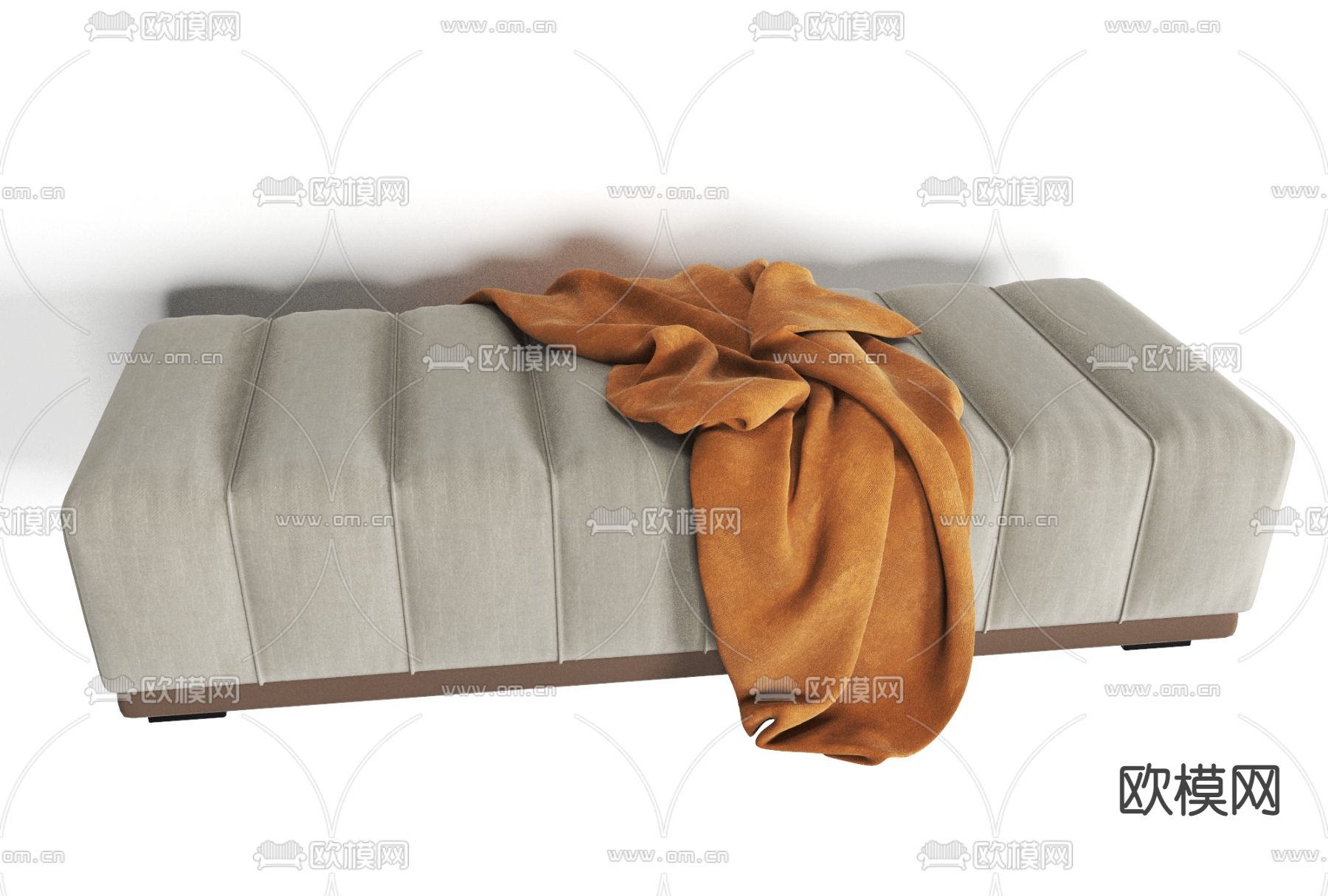 现代布艺沙发脚踏免费3d模型下载