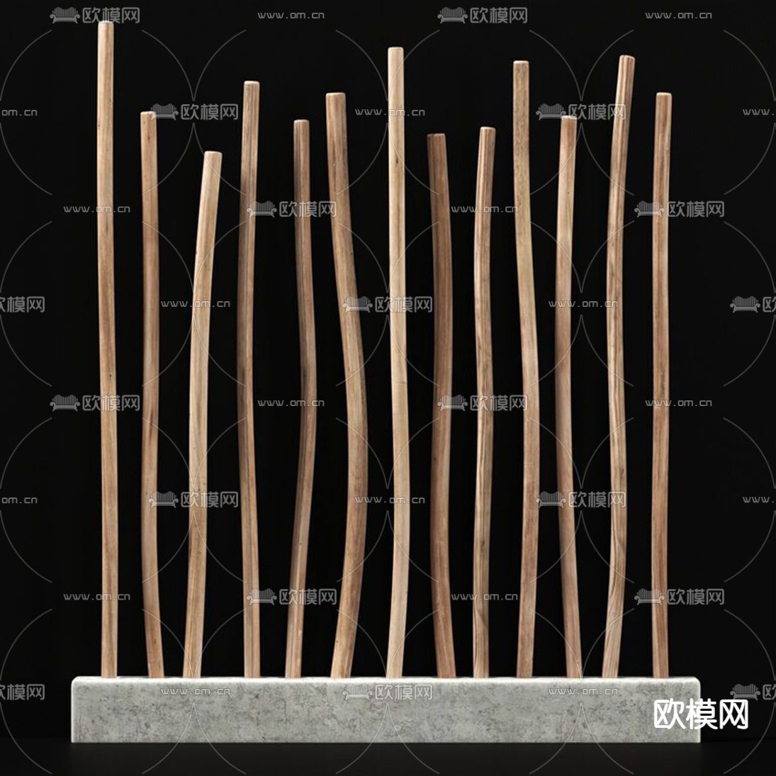 自然风树枝干支隔断3d模型下载（渲染图2）