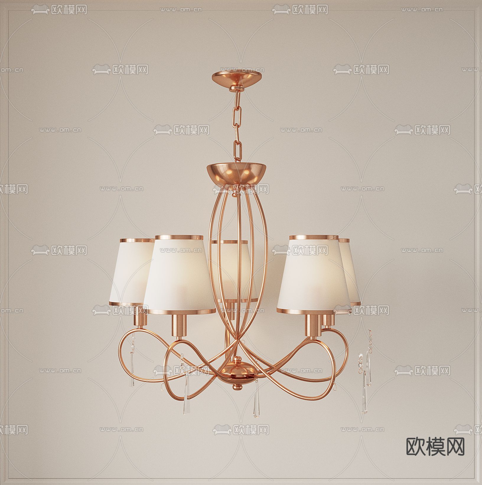 美式轻奢吊灯免费3d模型下载