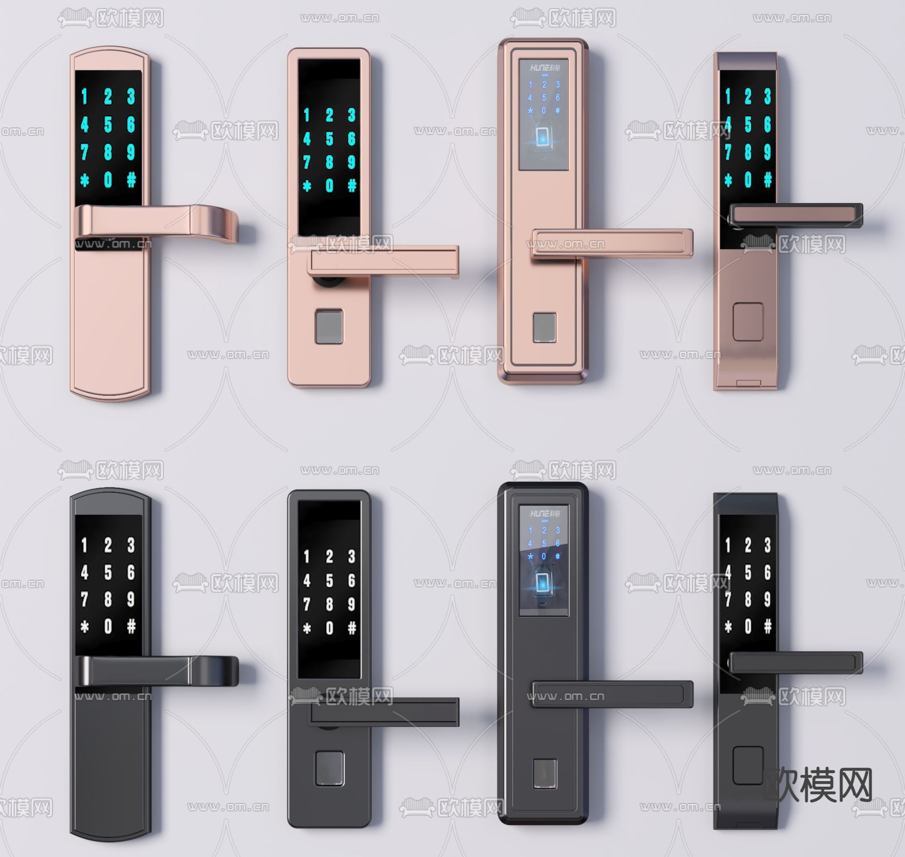 现代电子锁密码锁把手3d模型