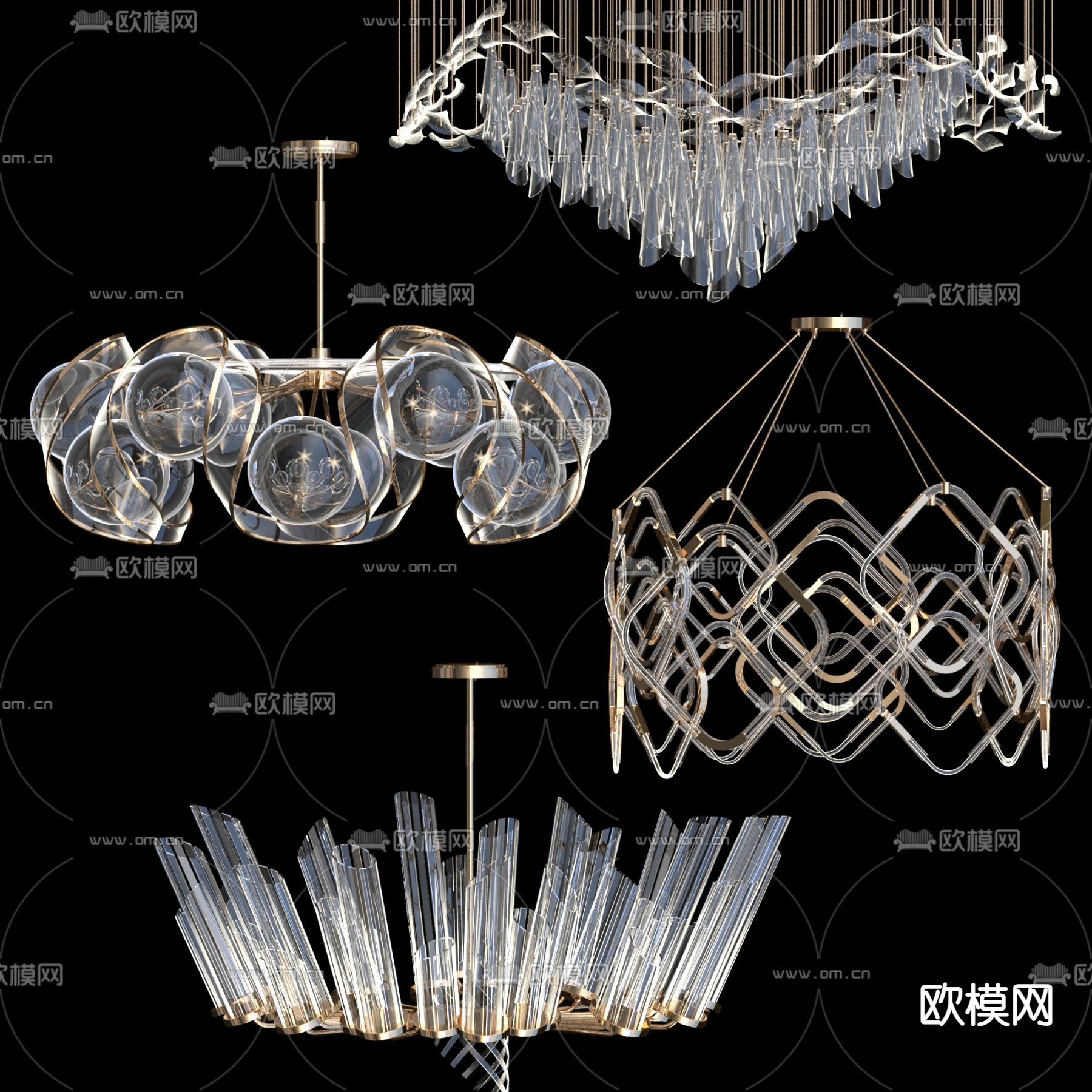 现代玻璃吊灯3d模型