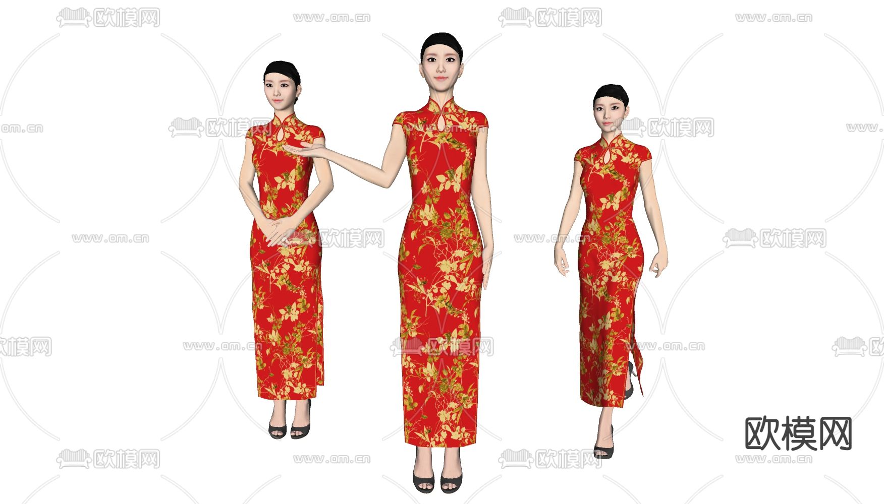 现代迎宾服务员su模型下载_ID11635436_sketchup模型下载-欧模网
