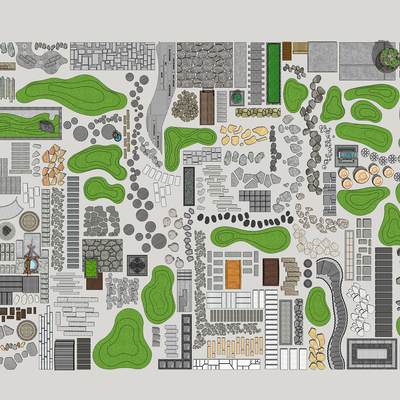  中式庭园路汀步小品su模型 