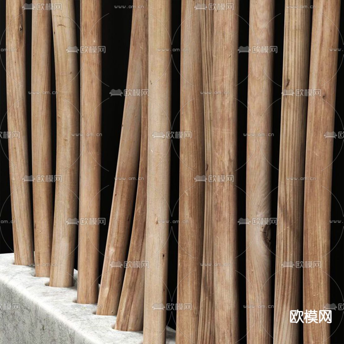 自然风树枝干支隔断3d模型下载（渲染图5）