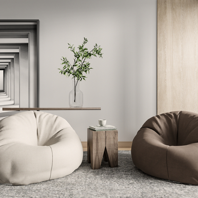  现代布艺懒人沙发su模型 