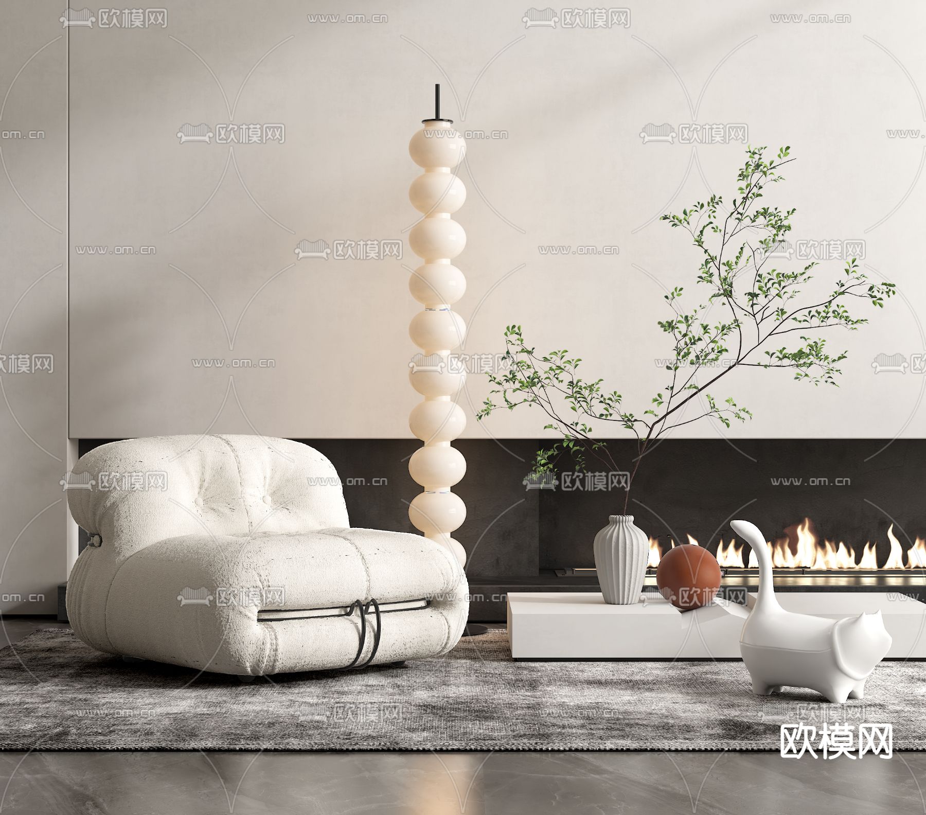 Cassina 布艺休闲沙发3d模型