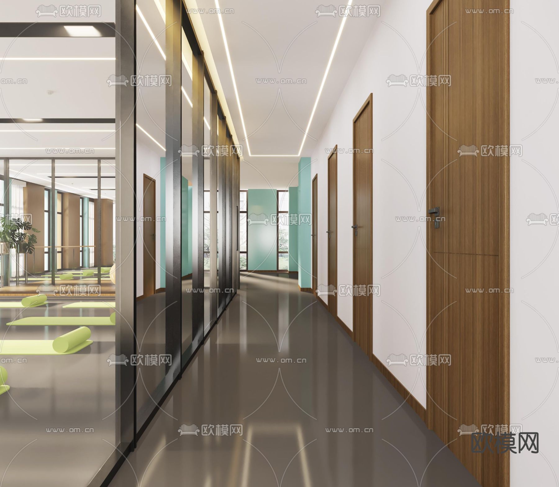 现代瑜伽室3d模型下载（渲染图2）