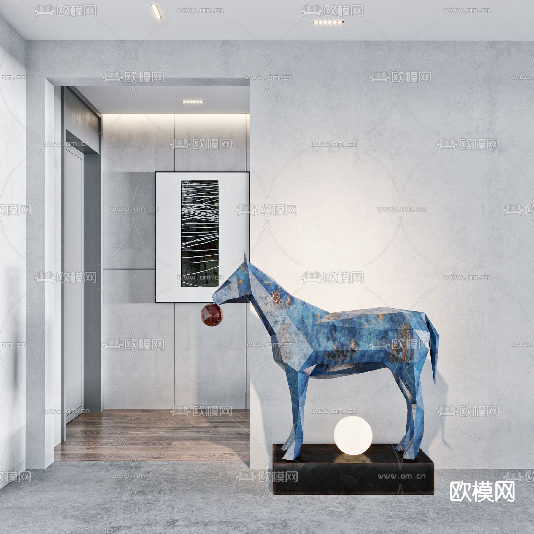 现代马雕塑3d模型