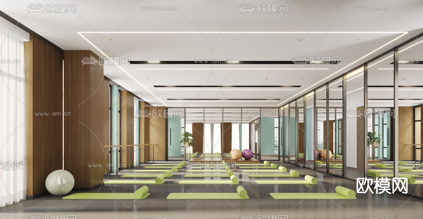 现代瑜伽室3d模型下载（渲染图1）