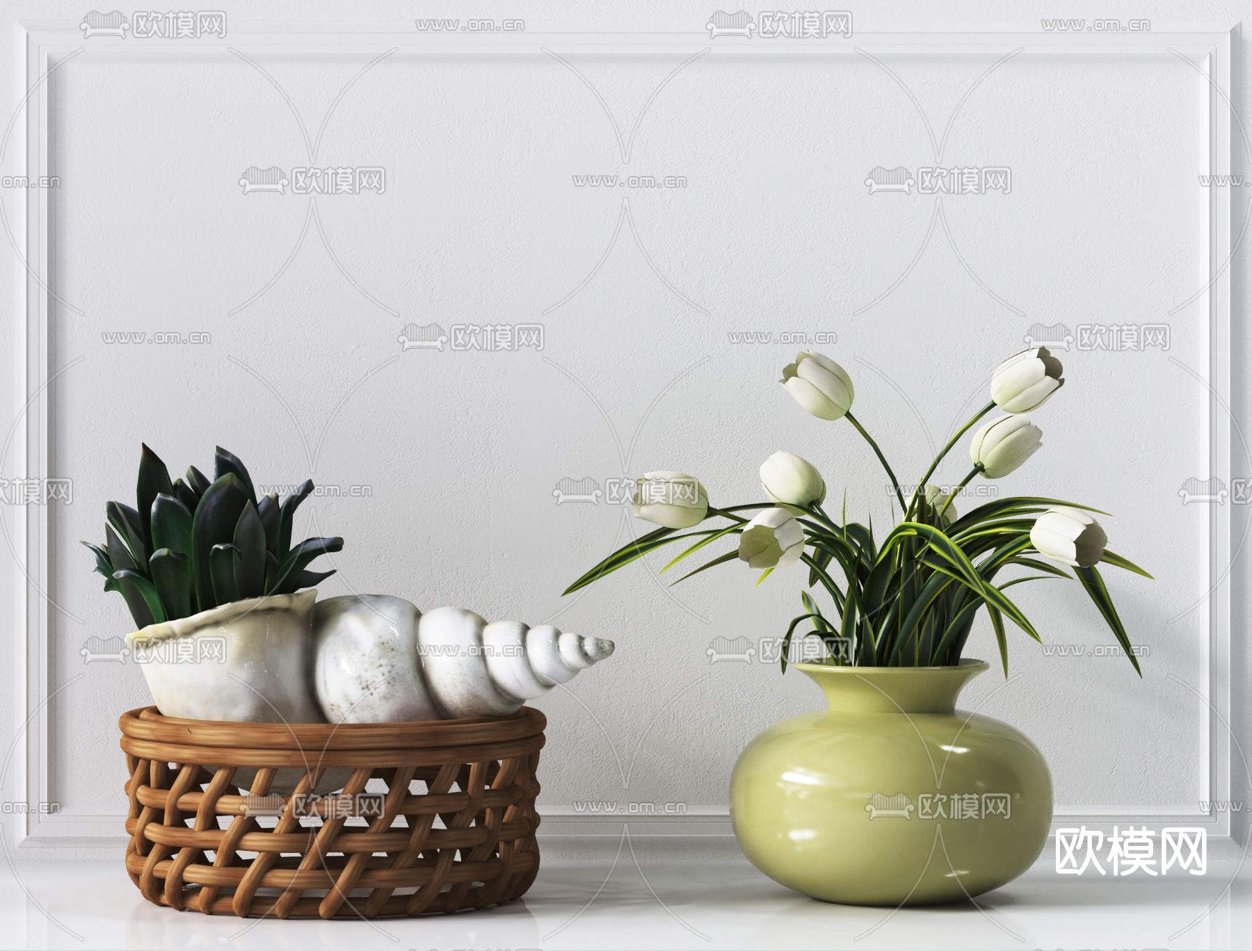 现代花瓶插花免费3d模型下载