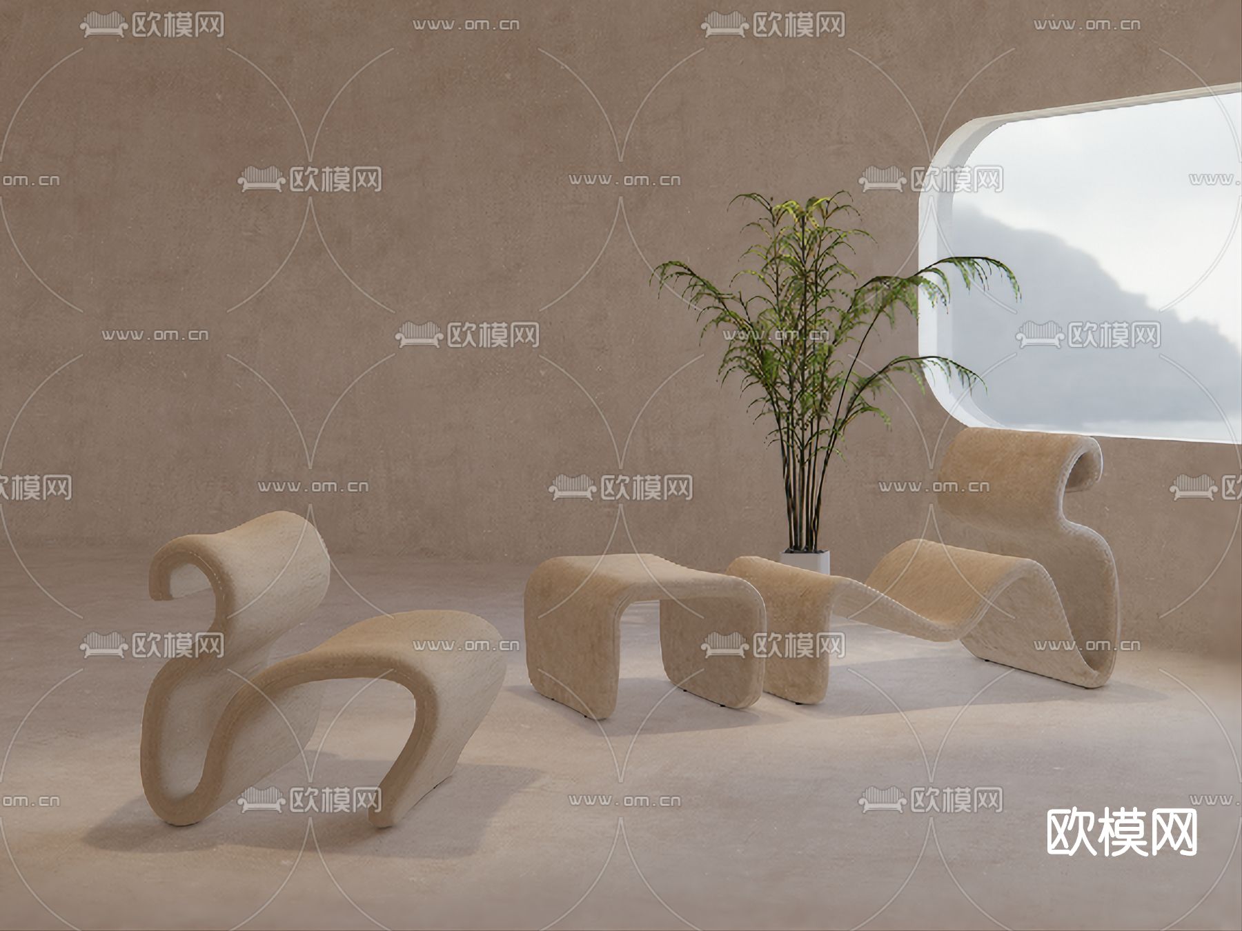 北欧创意休闲椅su模型