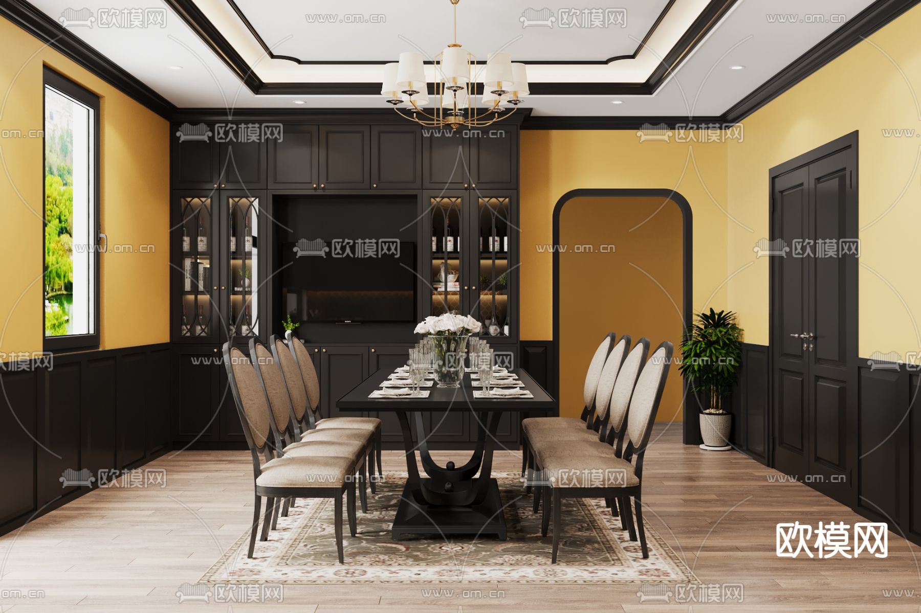 东南亚客餐厅3d模型下载（渲染图4）