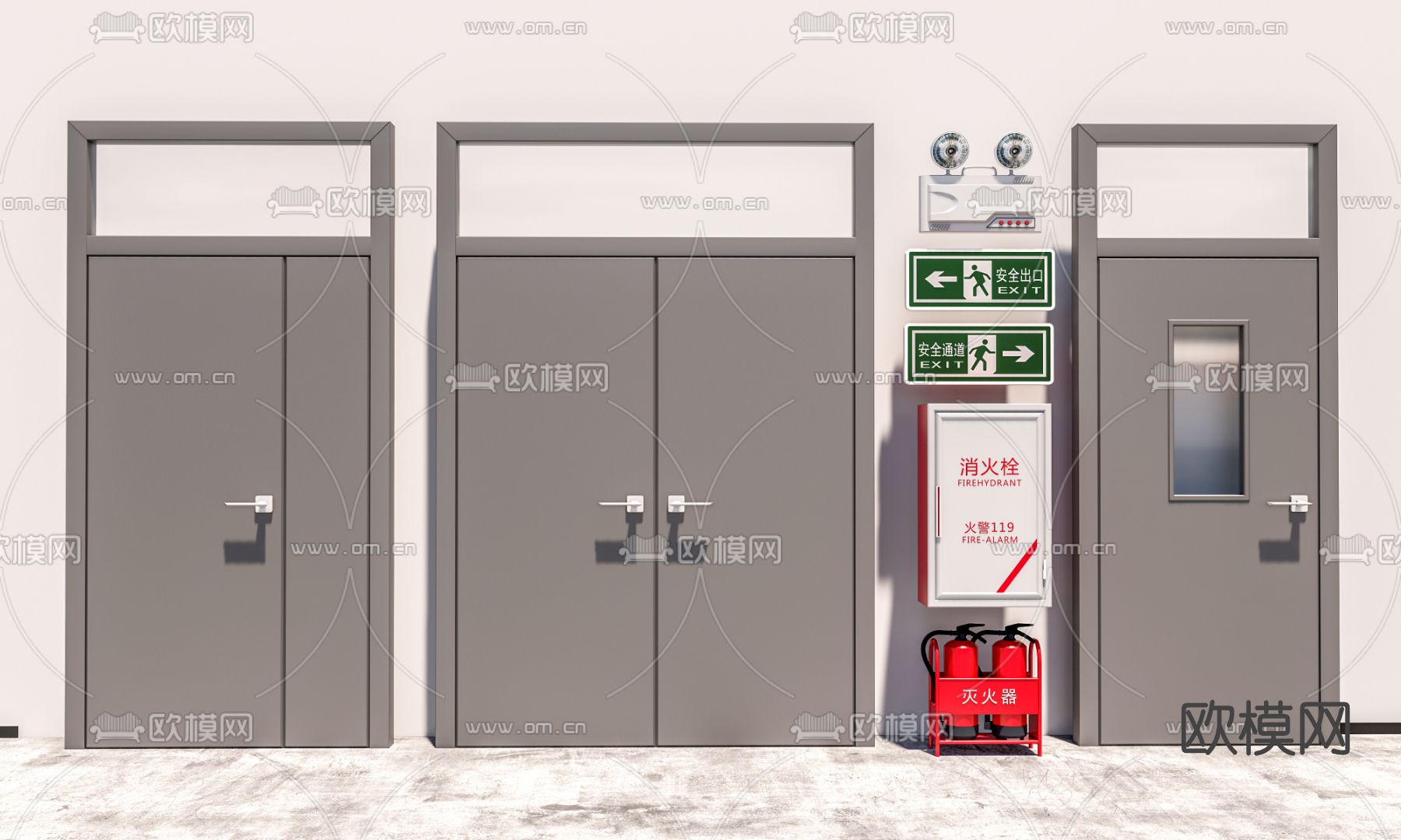 现代消防门消火栓su模型