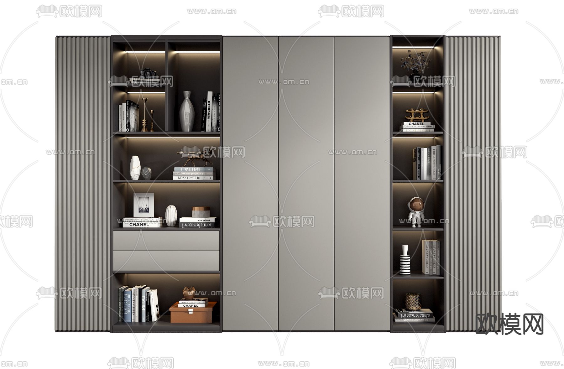 现代书柜su模型下载（渲染图1）