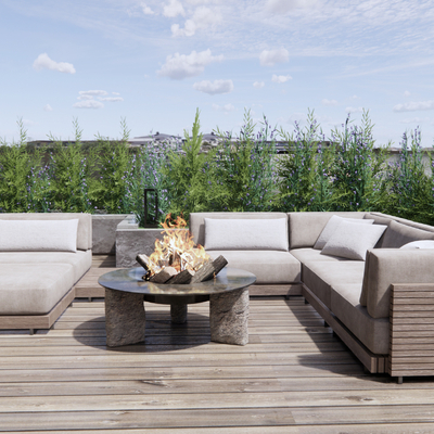  现代布艺户外沙发su模型 