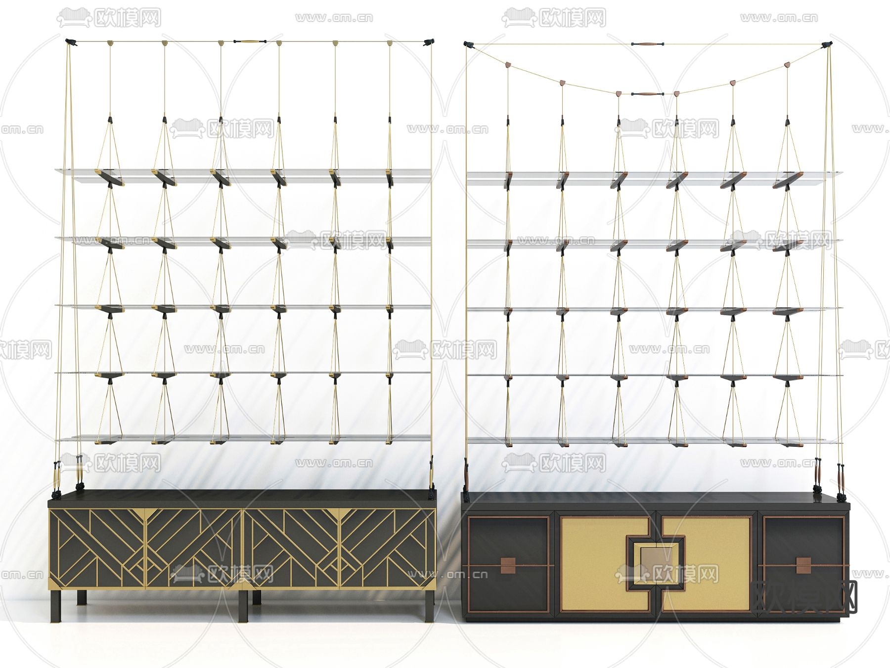 现代轻奢装饰架3d模型下载