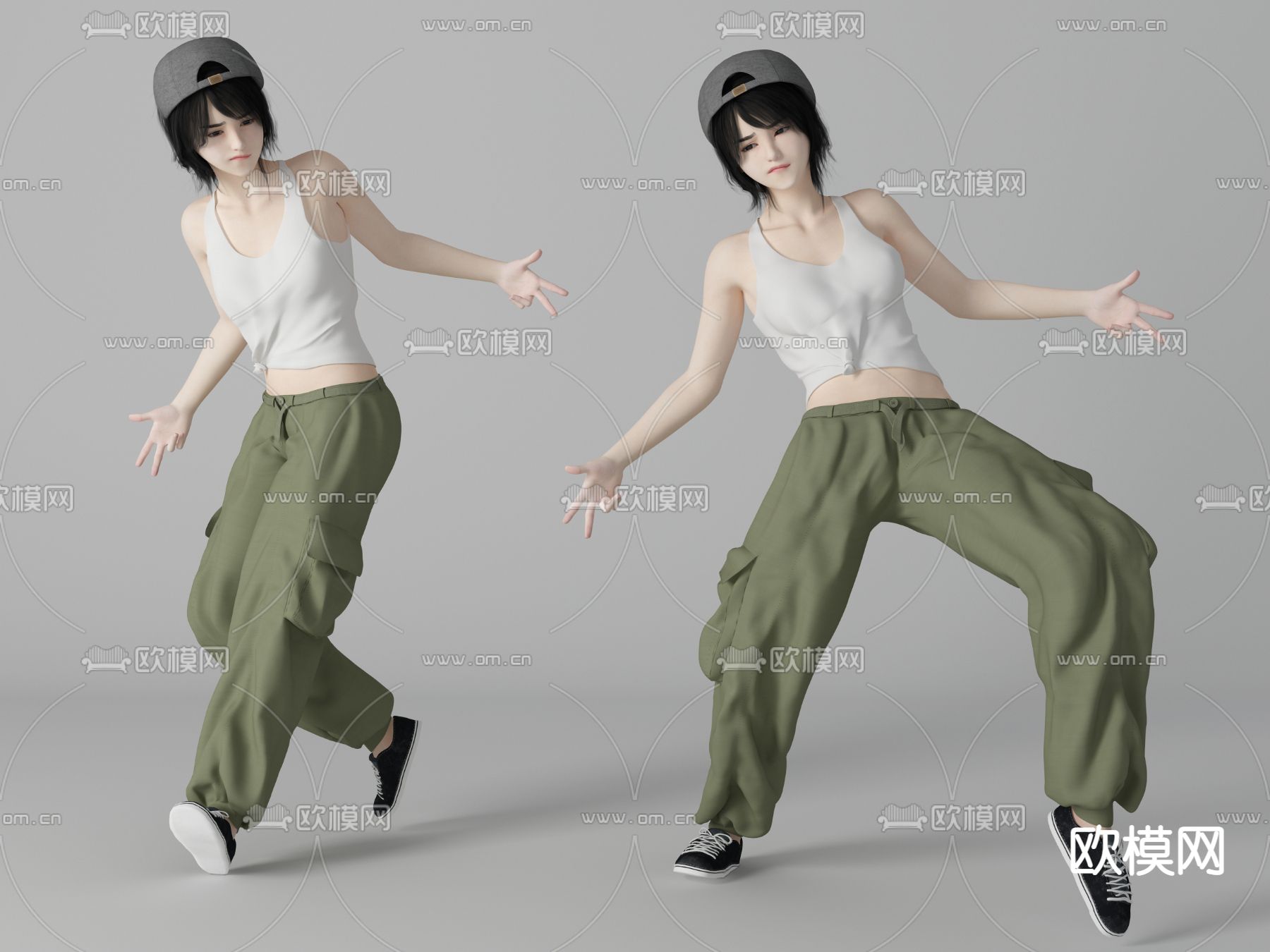 现代街舞rap人物su模型下载（渲染图1）