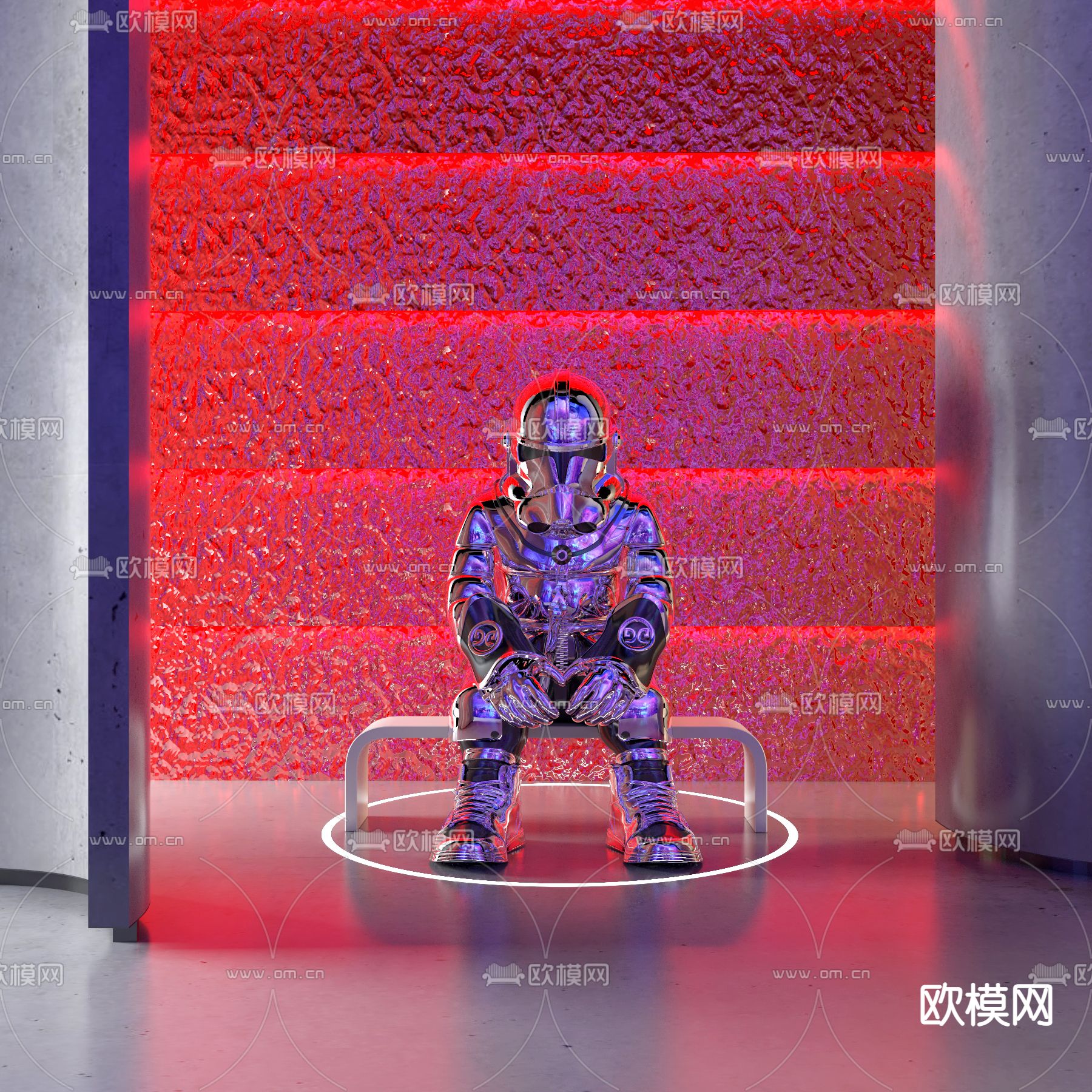 现代机器人雕塑摆件3d模型