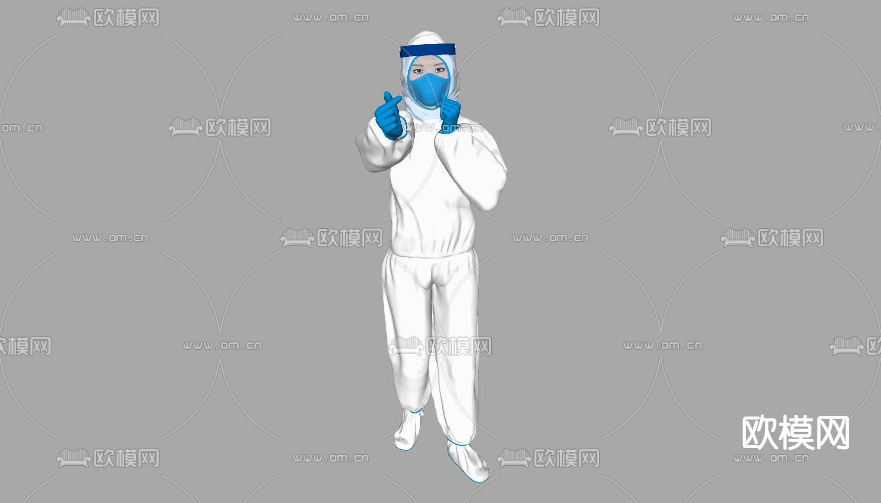 现代防疫人物su模型下载（渲染图1）