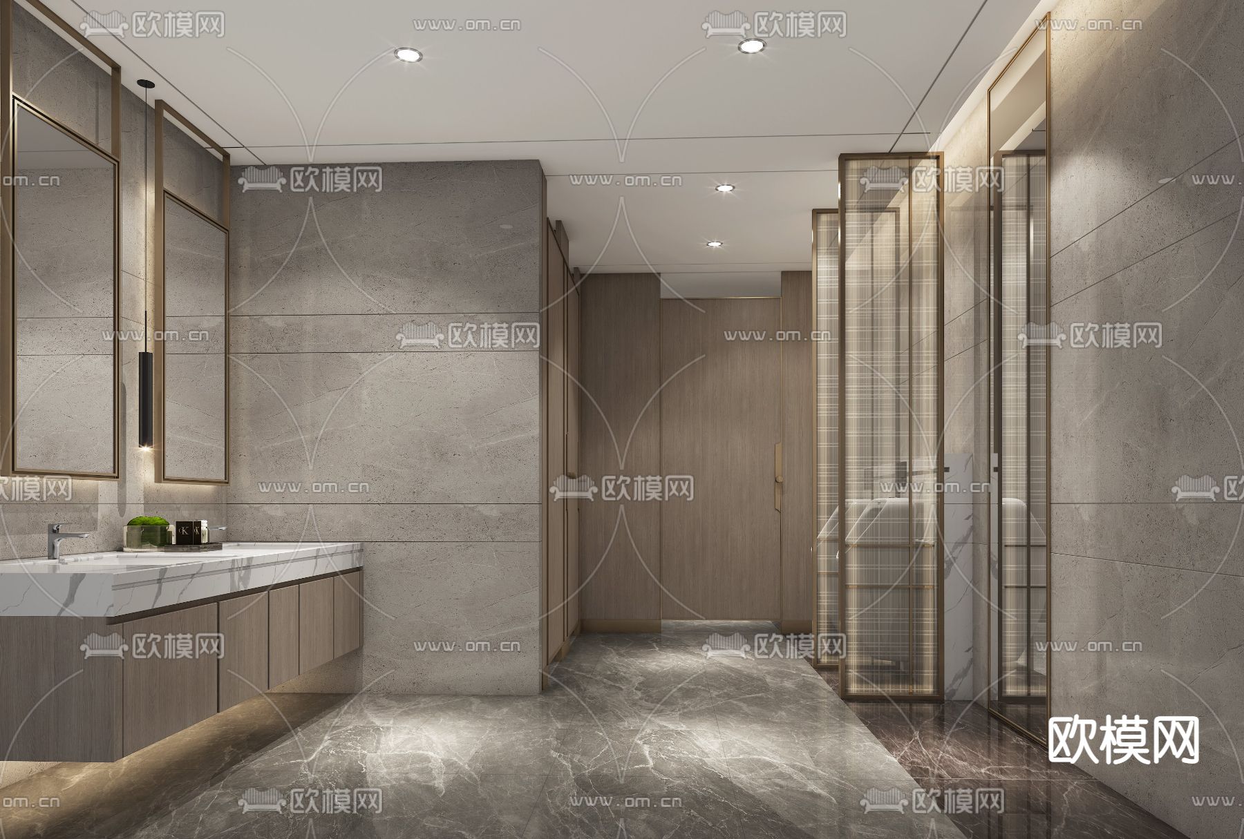 现代办公室卫生间3d模型下载