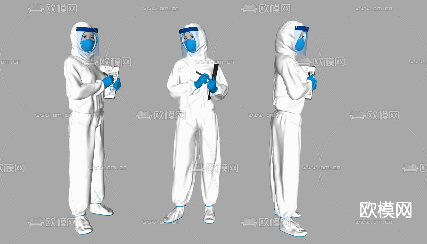 现代防疫人物su模型下载
