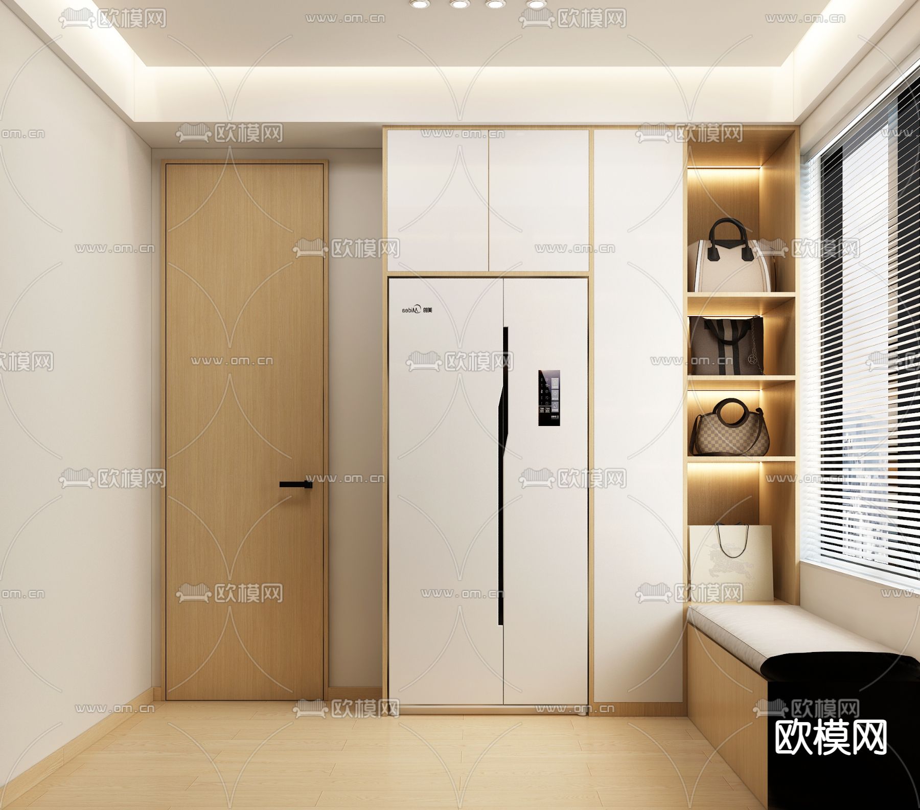 现代衣帽间免费3d模型下载（渲染图2）