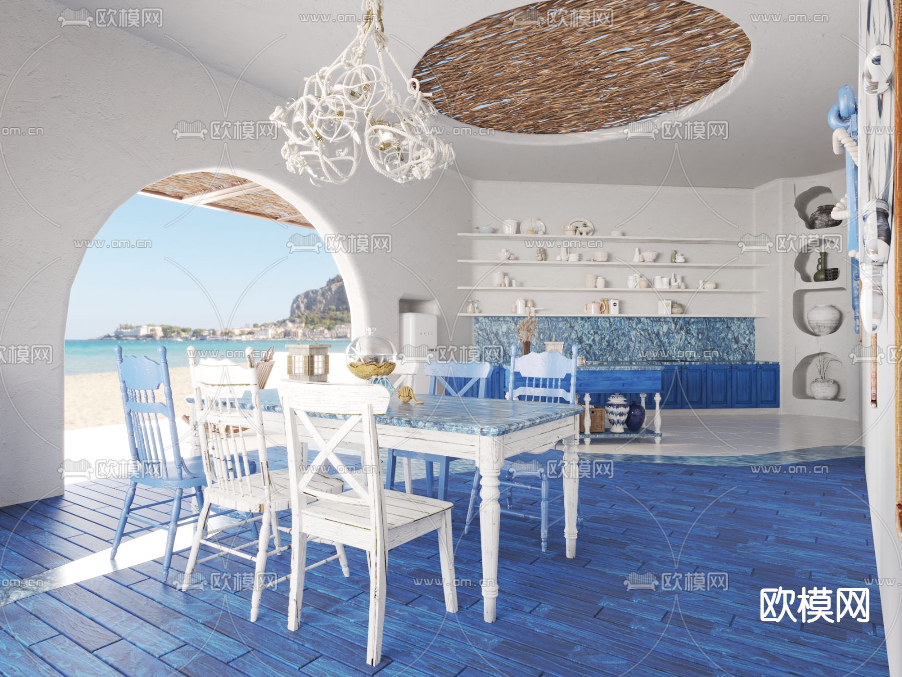 地中海餐厅3d模型下载（渲染图2）