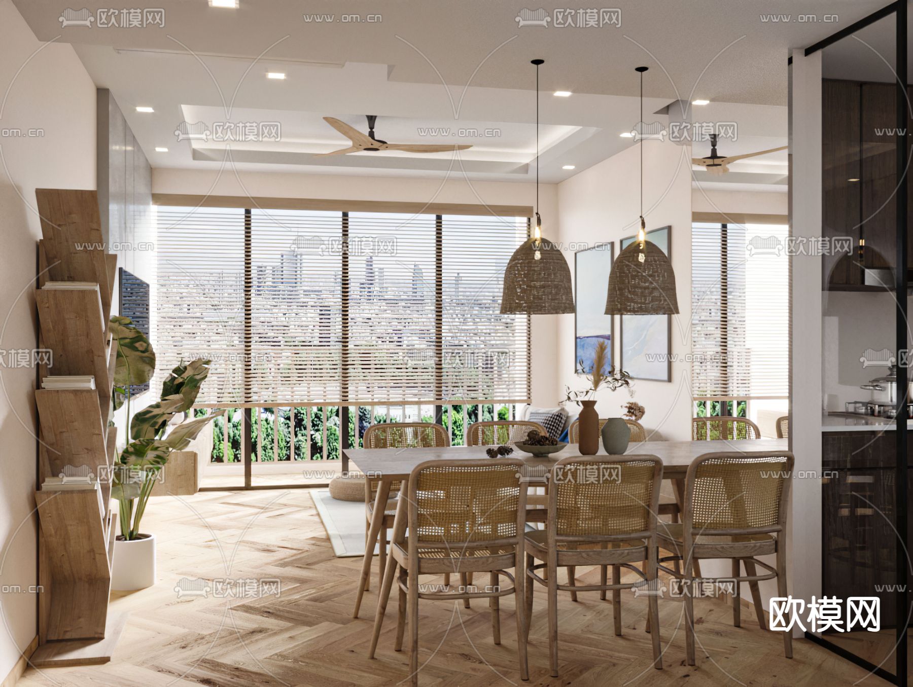 自然风公寓免费3d模型下载（渲染图1）