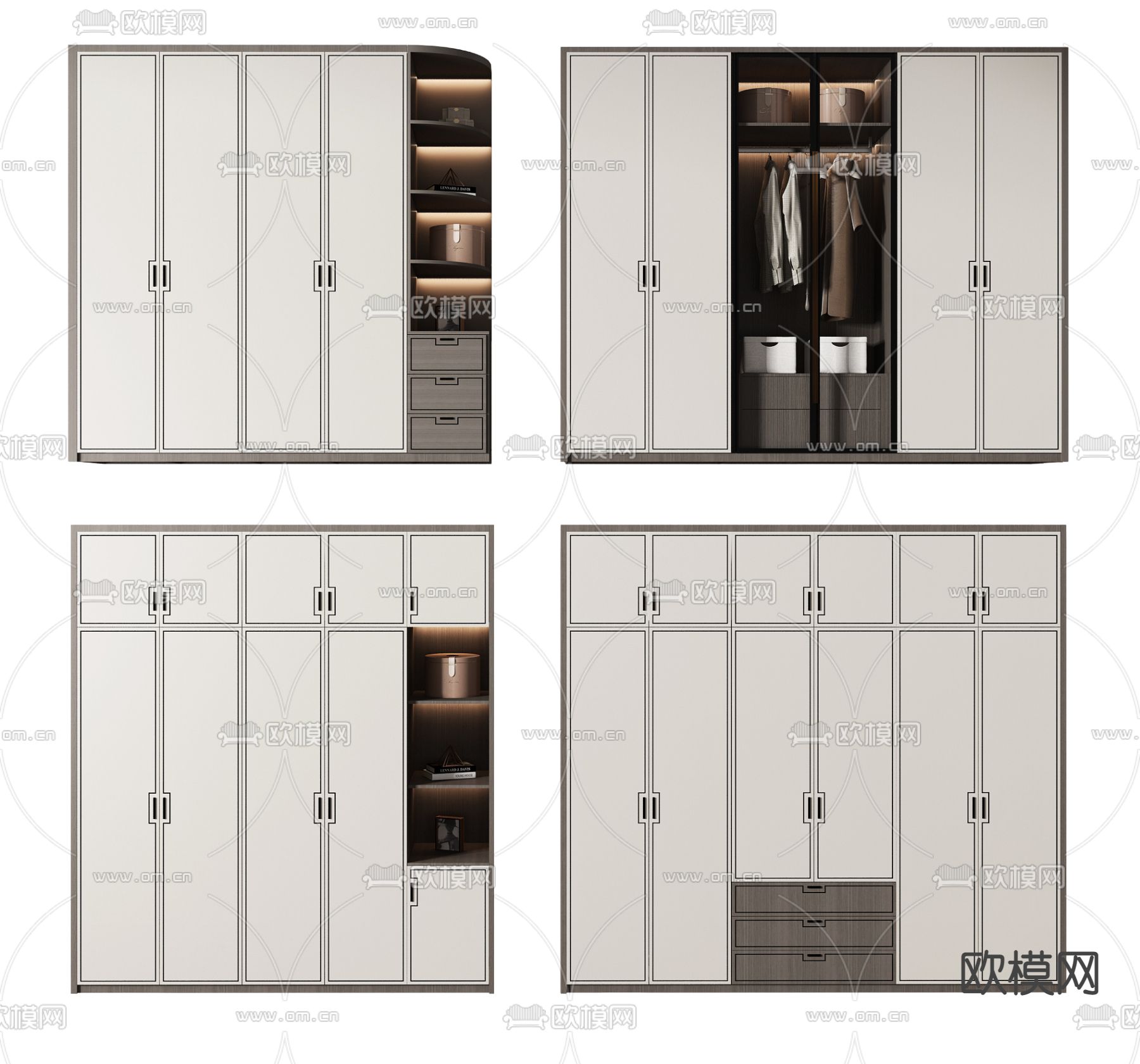 新中式实木衣柜3d模型下载