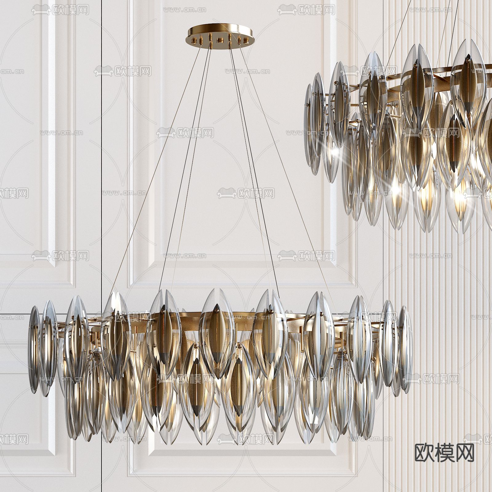 现代轻奢水晶吊灯3d模型下载