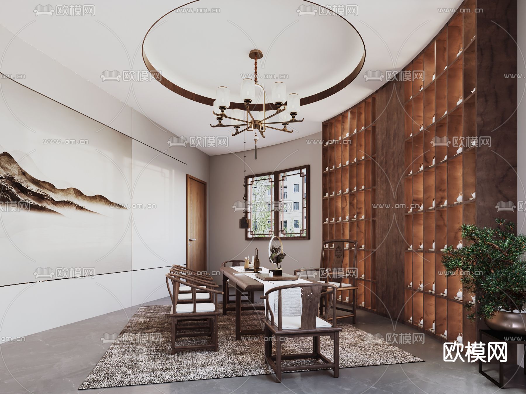 新中式围棋培训机构3d模型下载（渲染图2）