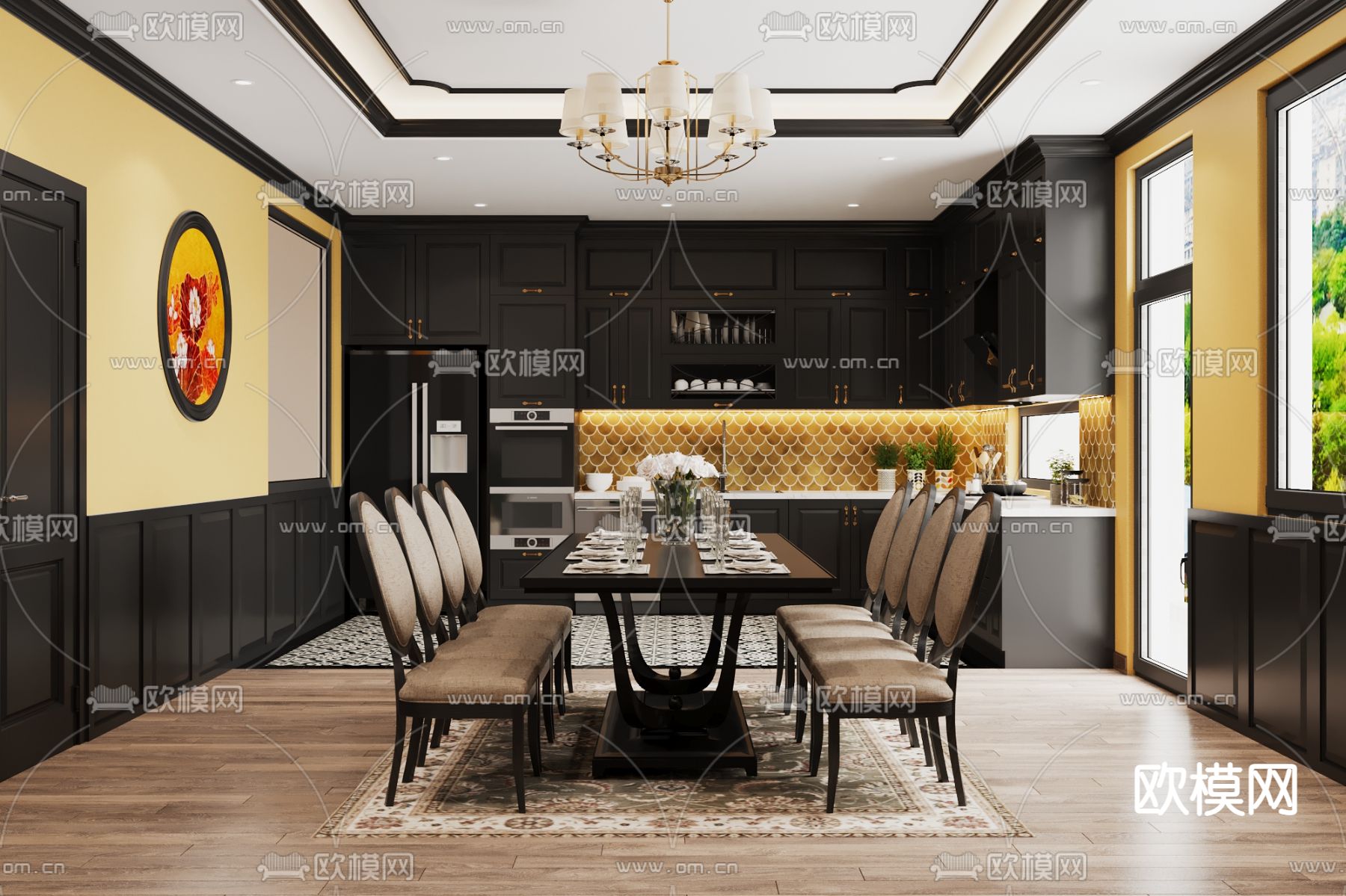 东南亚客餐厅3d模型下载（渲染图3）