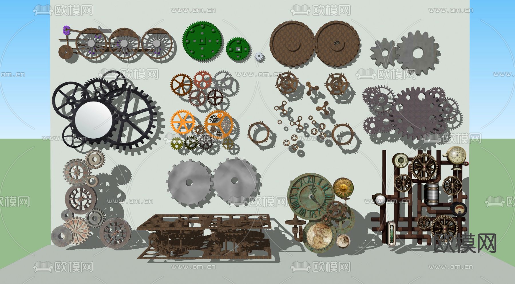 工业风机械齿轮su模型下载