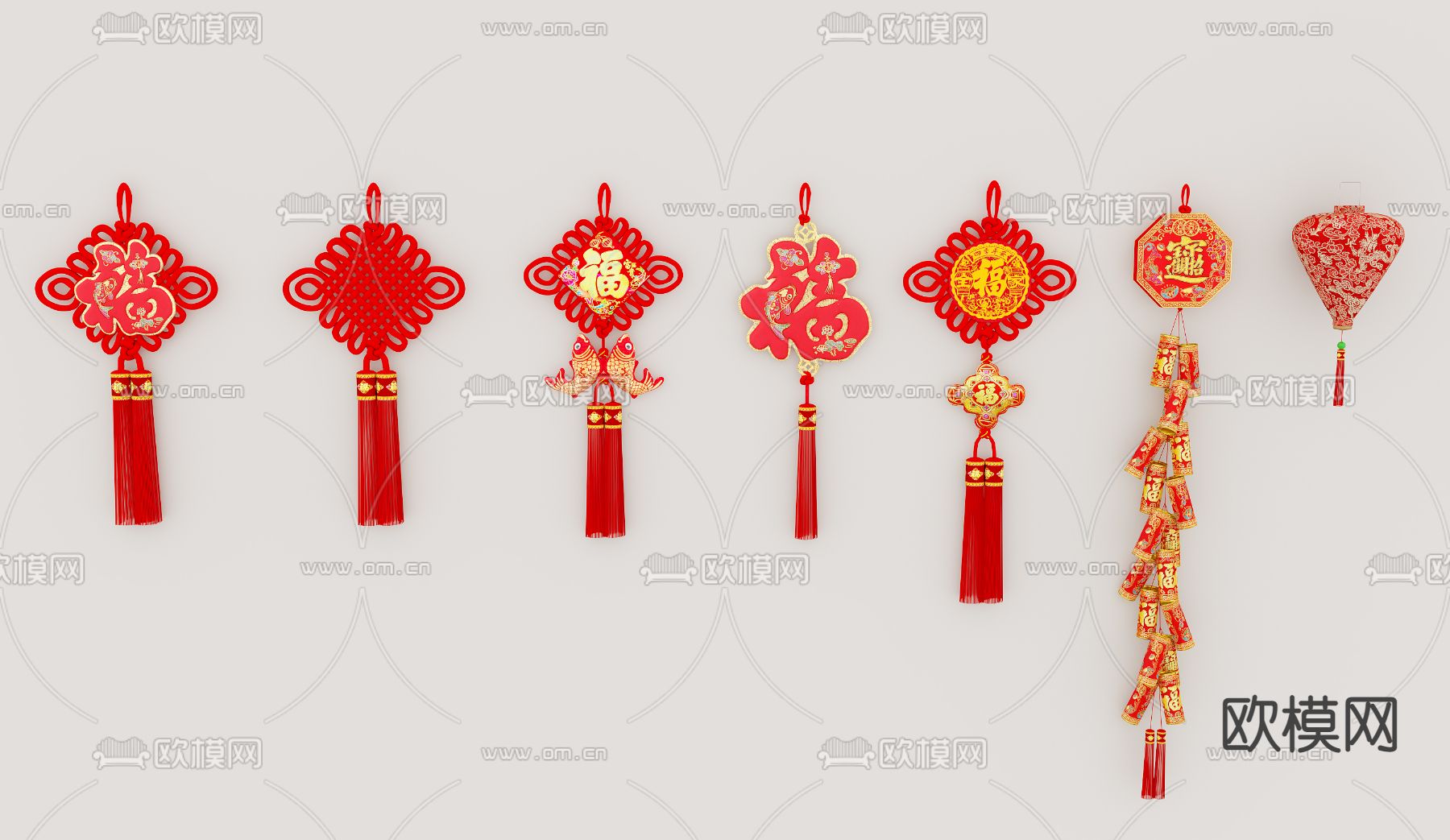 中式中国结挂件3d模型下载