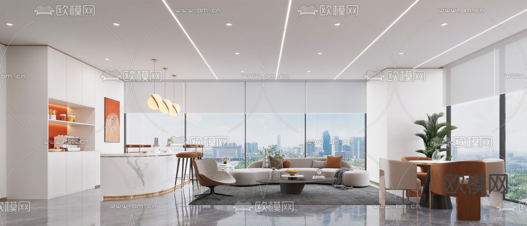 现代办公休息区3d模型
