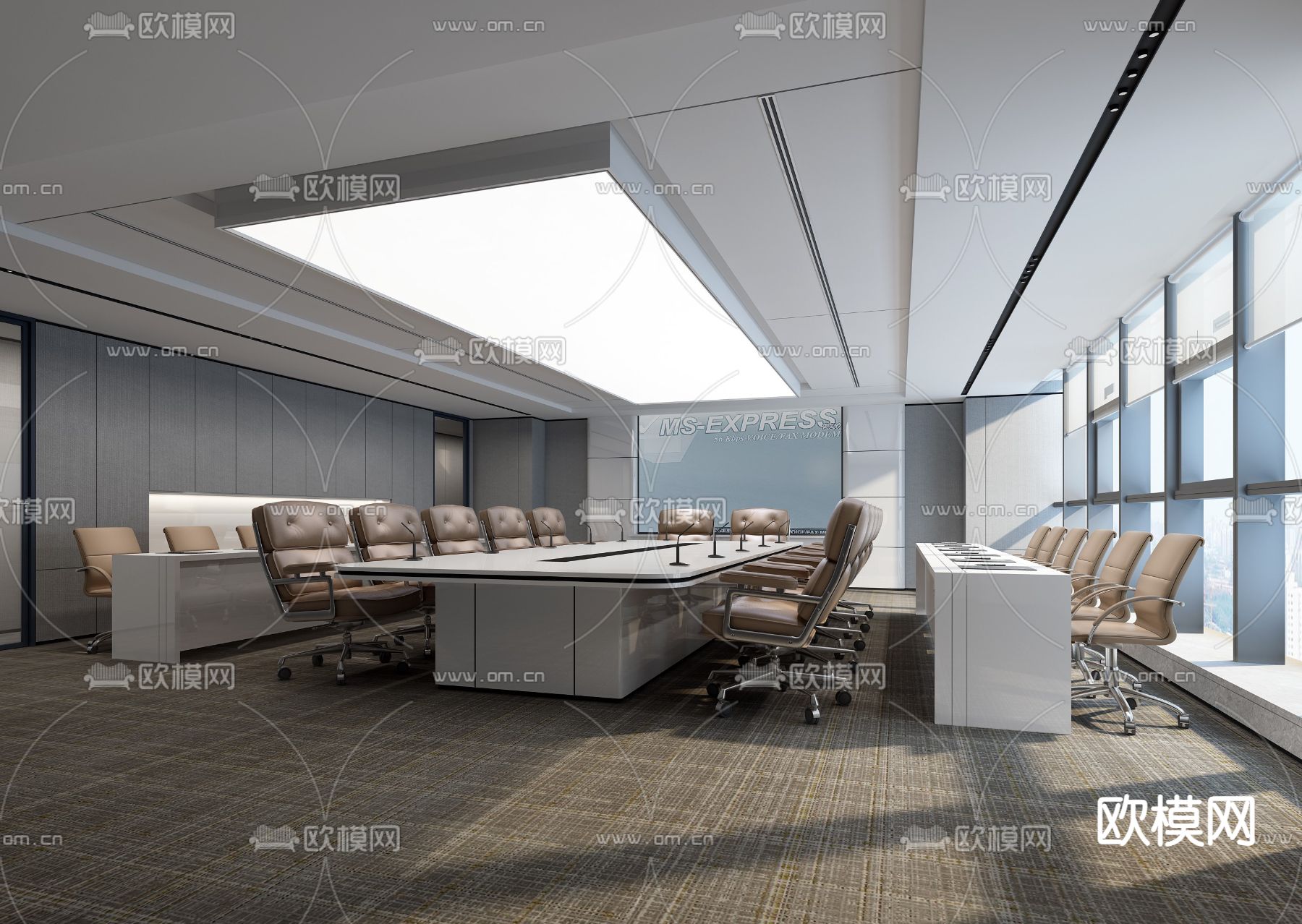 现代会议室免费3d模型下载