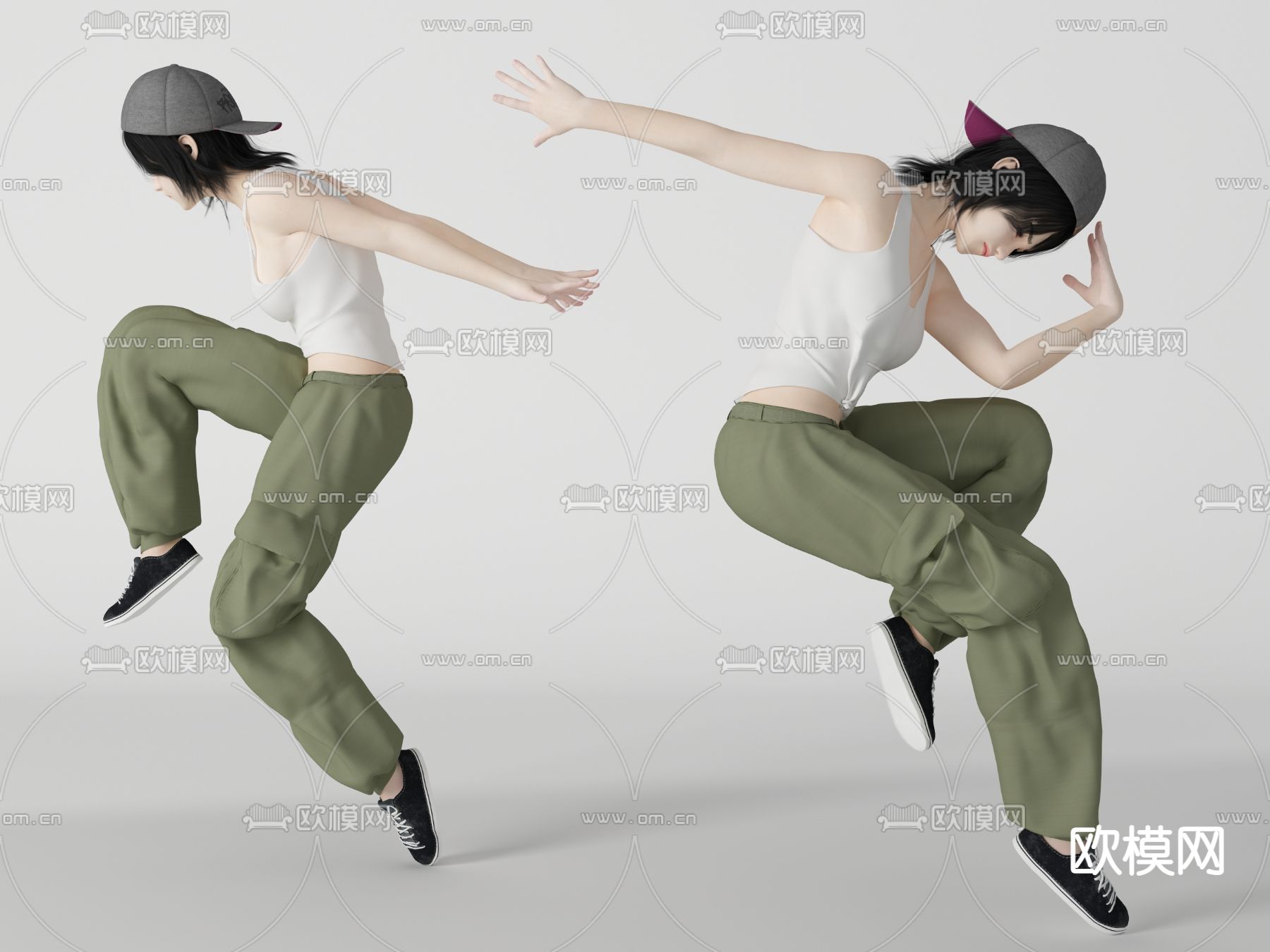现代街舞rap人物su模型下载（渲染图1）