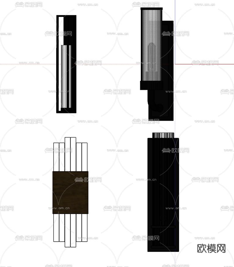 新中式壁灯su模型