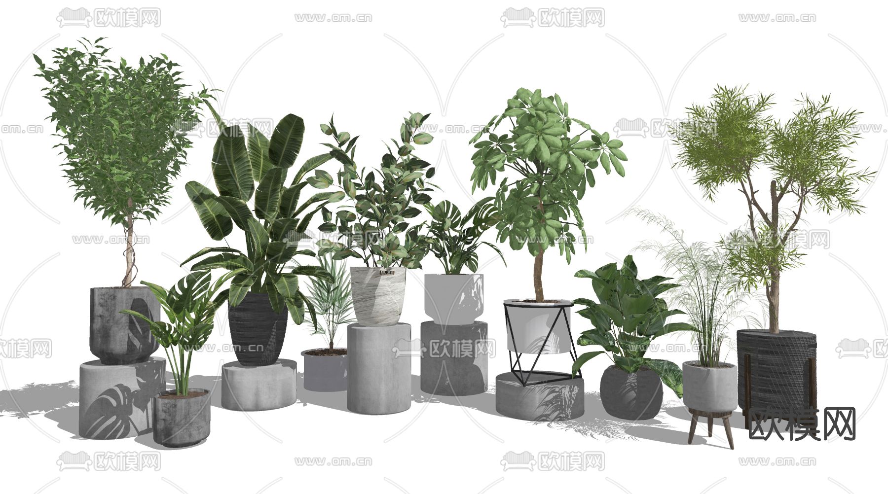 现代绿植盆栽su模型