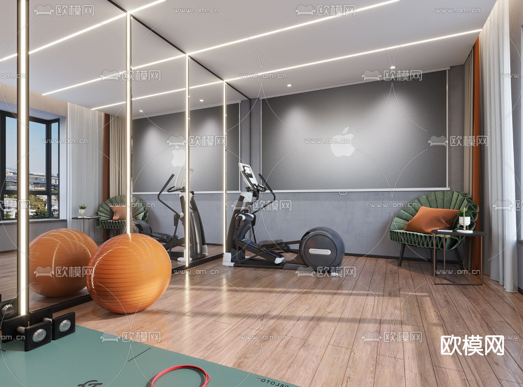 现代健身房3d模型下载（渲染图3）