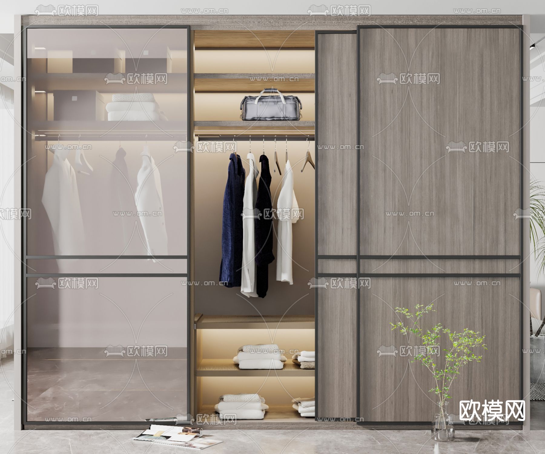 现代多功能衣柜3d模型下载