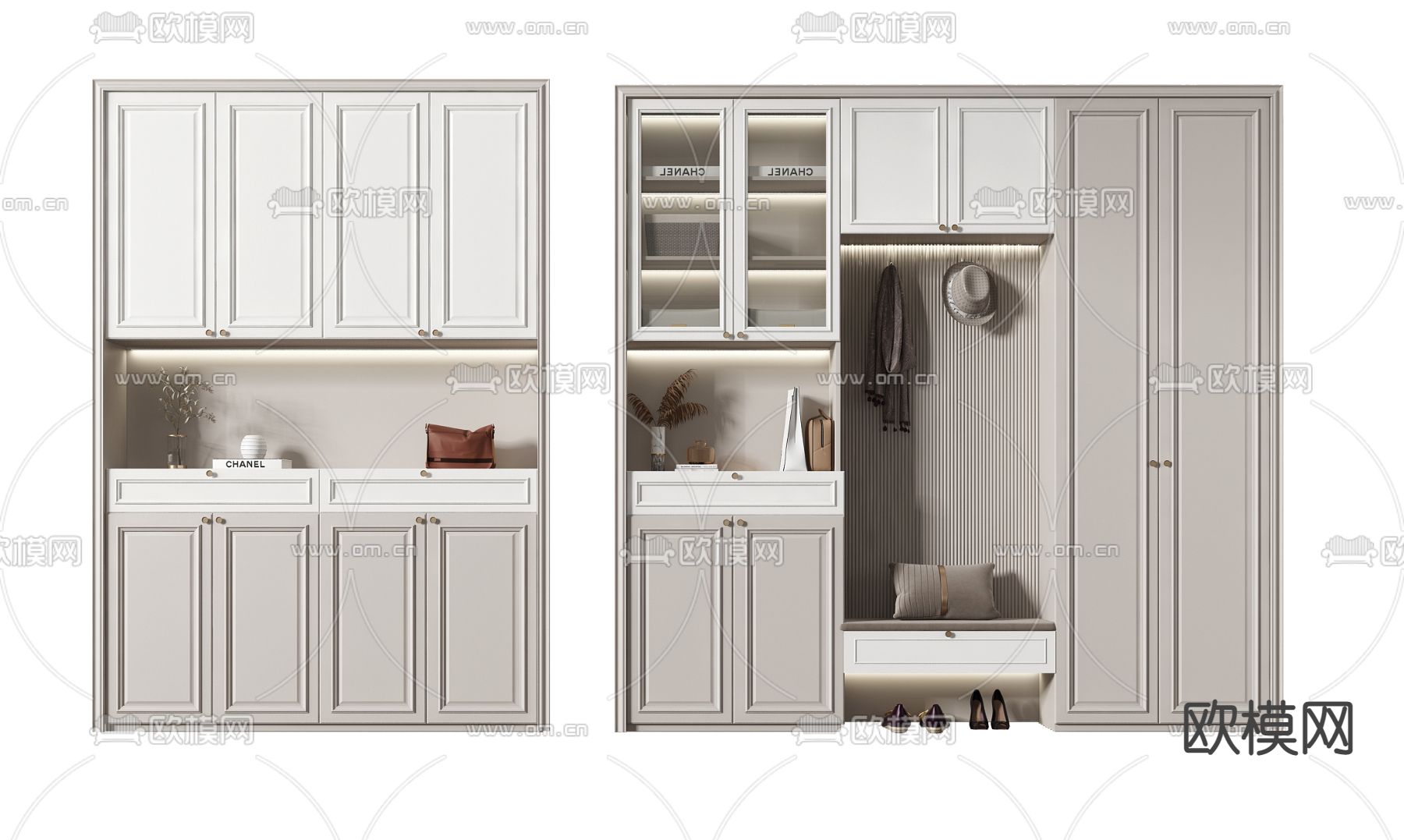 美式多功能鞋柜3d模型下载