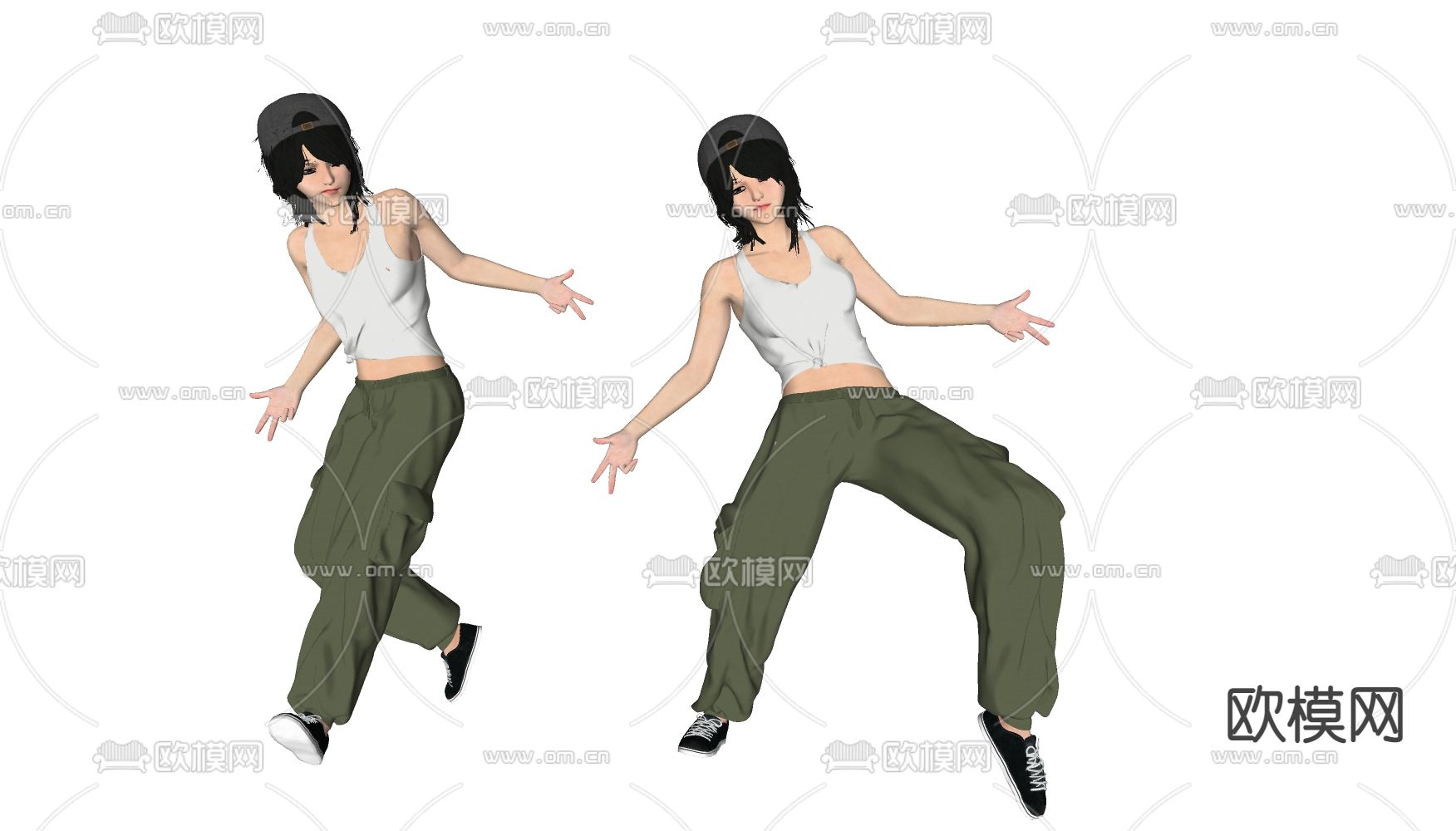 现代街舞rap人物su模型下载（渲染图2）