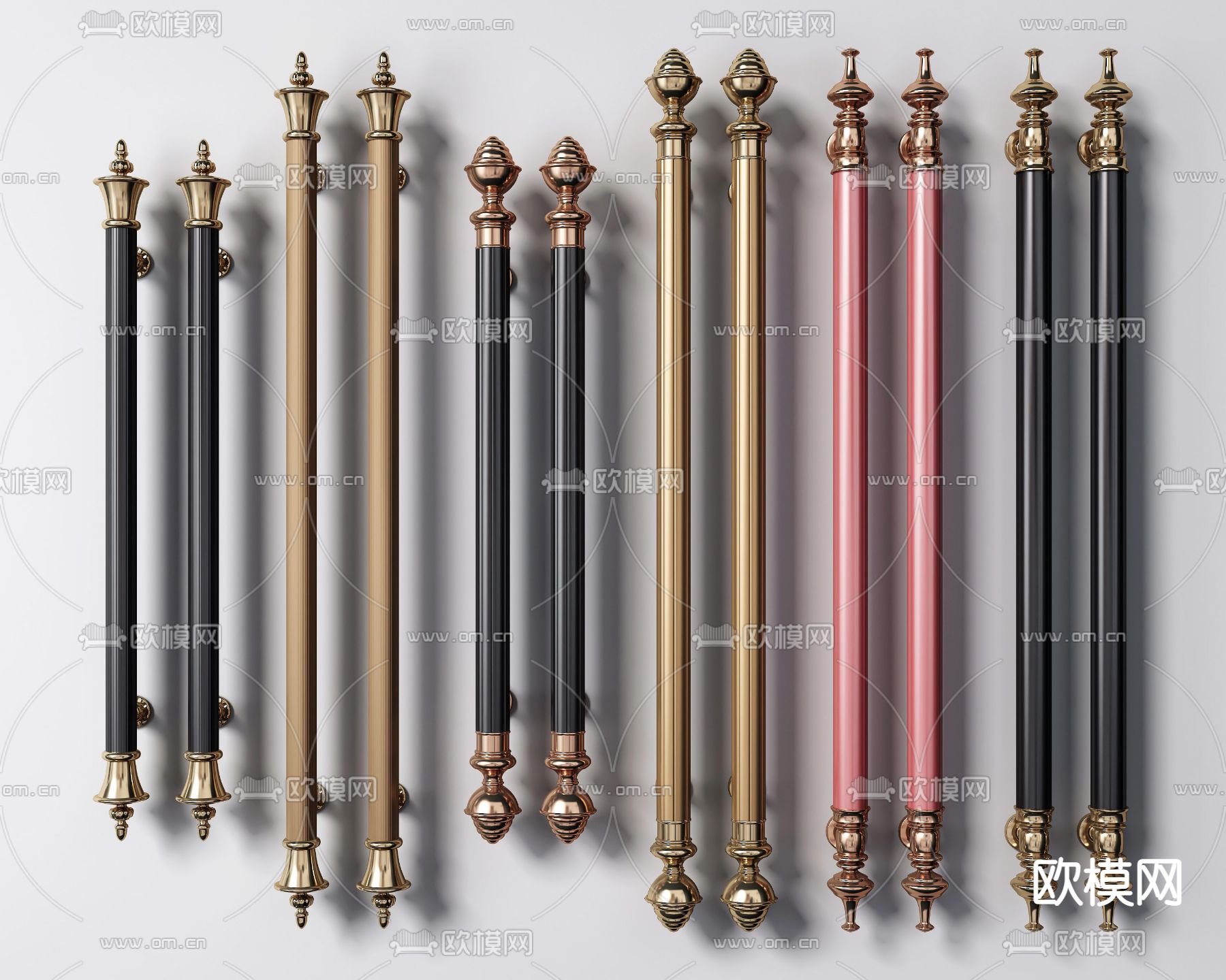 欧式金属拉手门把手3d模型下载